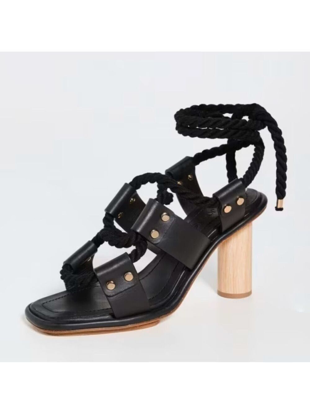 NEW Ulla Johnson Elvie Rope High Strappy Heel Sandal in Noir Size 38 US 7.5 - Picture 4 of 15